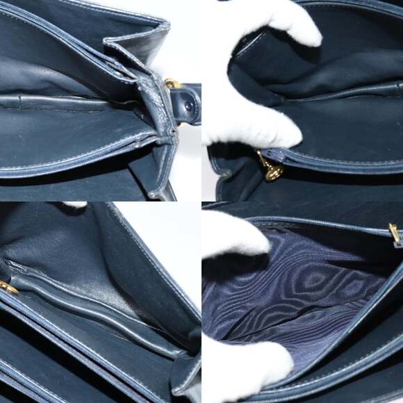 CELINE C Sulky Shoulder Bag Canvas Navy Gold - Picture 12 of 12